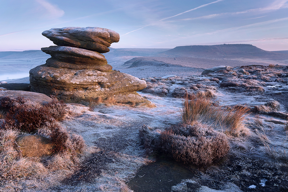 Over Owler Tor Frosty Sunrise - Peak District Photography