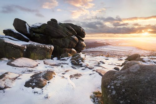 Shelter Rock on Higger Tor. Some of you may remember I posted a similar composition before the snow came a little while back, but I much prefer this new image with the pristine snow and lovely sunset.