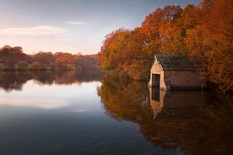 Autumn reflections at the picturesque Great Pond of Stubbing. Derbyshire. I have visited this boat house on the edge of the Peak District several times in Autumn over the years. Up to this point I've had either great colour with no reflections, or perfect reflections with no leaves on the trees. With the stunning display we've seen this year I decided to try and finally tick it off my to do list. On my second attempt I got the conditions I had hoped for with some lovely soft light and clear blue sky!