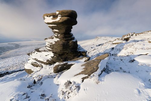 Some fantastic wintry conditions at the Salt Cellar on Derwent Edge in the Peak District National Park. I've visited this location many times over the years, never quite getting the right conditions. On this occasion hoar frost, snow, low cloud and some sublime light combined for a spectacular Winter wonderland. 