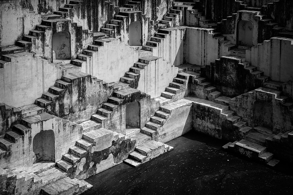 Panna Meena ka Kund, a beautiful 16th century stepwell near Amber Fort, Jaipur.